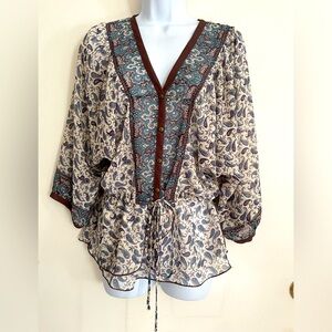 Paisley Print V-Neck Blouse